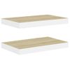 Estante Flotante De Pared 2 Uds Mdf Roble Y Blanco 40x23x3,8 Cm