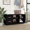 Banco Zapatero Madera Maciza De Pino Negro 100x34x45 Cm