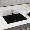 Lavabo Rectangular Cerámica Orificio De Grifo Negro 60x46 Cm