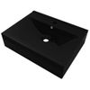 Lavabo Rectangular Cerámica Orificio De Grifo Negro 60x46 Cm