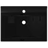 Lavabo Rectangular Cerámica Orificio De Grifo Negro 60x46 Cm