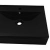 Lavabo Rectangular Cerámica Orificio De Grifo Negro 60x46 Cm