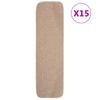 Alfombrillas De Escalera 15 Uds Beige Rectangular 75x20 Cm