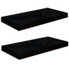 Estante Flotante De Pared 2 Uds Mdf Negro Brillo 50x23x3,8 Cm