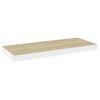 Estante Flotante Pared 2 Uds Mdf Roble Y Blanco 60x23,5x3,8 Cm