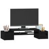 Soporte Para Monitor Madera Maciza De Pino Negro 70x27,5x15 Cm