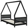 Estructura De Cama Para Niños Madera De Pino Negro 80x200 Cm