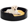 Cama De Perro Felpa Y Cuero Sintético Negro Amarillo 99x89x21cm