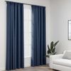 Cortinas Opacas Con Ganchos Look De Lino 2 Pzas Azul 140x245 Cm