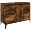 Armario De Lavabo Madera Contrachapada Roble Ahumado 80x33x60cm