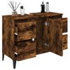 Armario De Lavabo Madera Contrachapada Roble Ahumado 80x33x60cm