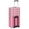 Maletín Trolley De Maquillaje De Aluminio Rosa