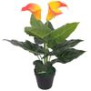 Planta Cala Lilly Artificial Con Macetero Roja Y Amarilla 45 Cm