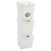 Cubos De Basura Apilables 3 Uds Polipropileno Blanco 75 L