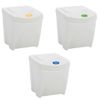 Cubos De Basura Apilables 3 Uds Polipropileno Blanco 75 L