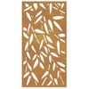 Adorno De Pared Jardín Acero Corten Diseño Hoja Bambú 105x55 Cm