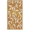 Adorno De Pared Jardín Acero Corten Diseño Hoja Bambú 105x55 Cm