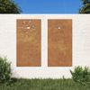 Adorno Pared Jardín 2 Uds Acero Corten Diseño Flores 105x55 Cm