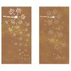 Adorno Pared Jardín 2 Uds Acero Corten Diseño Flores 105x55 Cm