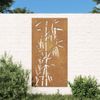 Adorno De Pared De Jardín Acero Corten Diseño Bambú 105x55 Cm