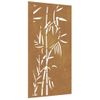 Adorno De Pared De Jardín Acero Corten Diseño Bambú 105x55 Cm