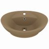 Lavabo Lujoso Con Rebosadero Cerámica Crema Mate 58,5x39 Cm