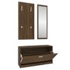 Set De Mueble Zapatero 3 En 1 Madera Contrachapada Marrón Roble