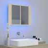 Armario Espejo De Baño Led Acrílico Roble Sonoma 60x12x45 Cm