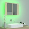 Armario Espejo De Baño Led Acrílico Roble Sonoma 60x12x45 Cm