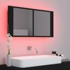 Armario Espejo De Baño Con Luz Led Acrílico Negro 90x12x45 Cm