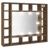 Mueble Con Espejo Y Led Marrón Roble 91x15x76,5 Cm