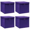 Cajas De Almacenaje Con Tapas 4 Uds Tela Morado 32x32x32 Cm