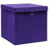 Cajas De Almacenaje Con Tapas 4 Uds Tela Morado 32x32x32 Cm