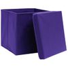 Cajas De Almacenaje Con Tapas 4 Uds Tela Morado 32x32x32 Cm