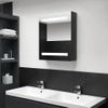 Armario De Baño Con Espejo Led Negro Brillante 50x14x60 Cm