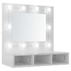 Mueble Con Espejo Y Luces Led Blanco Brillante 60x31,5x62 Cm