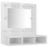 Mueble Con Espejo Y Luces Led Blanco Brillante 60x31,5x62 Cm