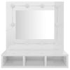 Mueble Con Espejo Y Luces Led Blanco Brillante 60x31,5x62 Cm