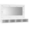 Mueble Con Espejo Y Luces Led Blanco Brillante 90x31,5x62 Cm