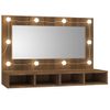 Mueble Con Espejo Y Led Marrón Roble 90x31,5x62 Cm