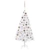 Árbol De Navidad Preiluminado Con Luces Y Bolas Blanco 120 Cm