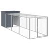 Gallinero Con Corral Acero Galvanizado Gris 110x405x110 Cm