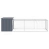 Gallinero Con Corral Acero Galvanizado Gris 110x405x110 Cm