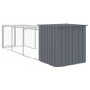 Gallinero Con Corral Acero Galvanizado Gris 110x405x110 Cm