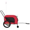 Remolque De Bicicleta Mascotas Hierro Tela Oxford Rojo Negro