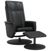 Sillón Reclinable Con Reposapiés Cuero Sintético Negro