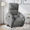 Sillón Reclinable Masaje Elevable Tela Microfibra Gris Oscuro