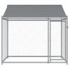 Jaula De Perros Techo Y Puerta Acero Galvanizado Gris 2x2x2 M