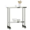 Mesa De Trabajo De Cocina Con Ruedas Acero Inox 82,5x30x85 Cm