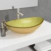 Lavabo De Vidrio Templado Dorado 54,5x35x15,5 Cm